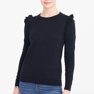 WOMEN'S J. CREW BLACK RUFFLE PULLOVER SWEATER TOP SZ XXS $148